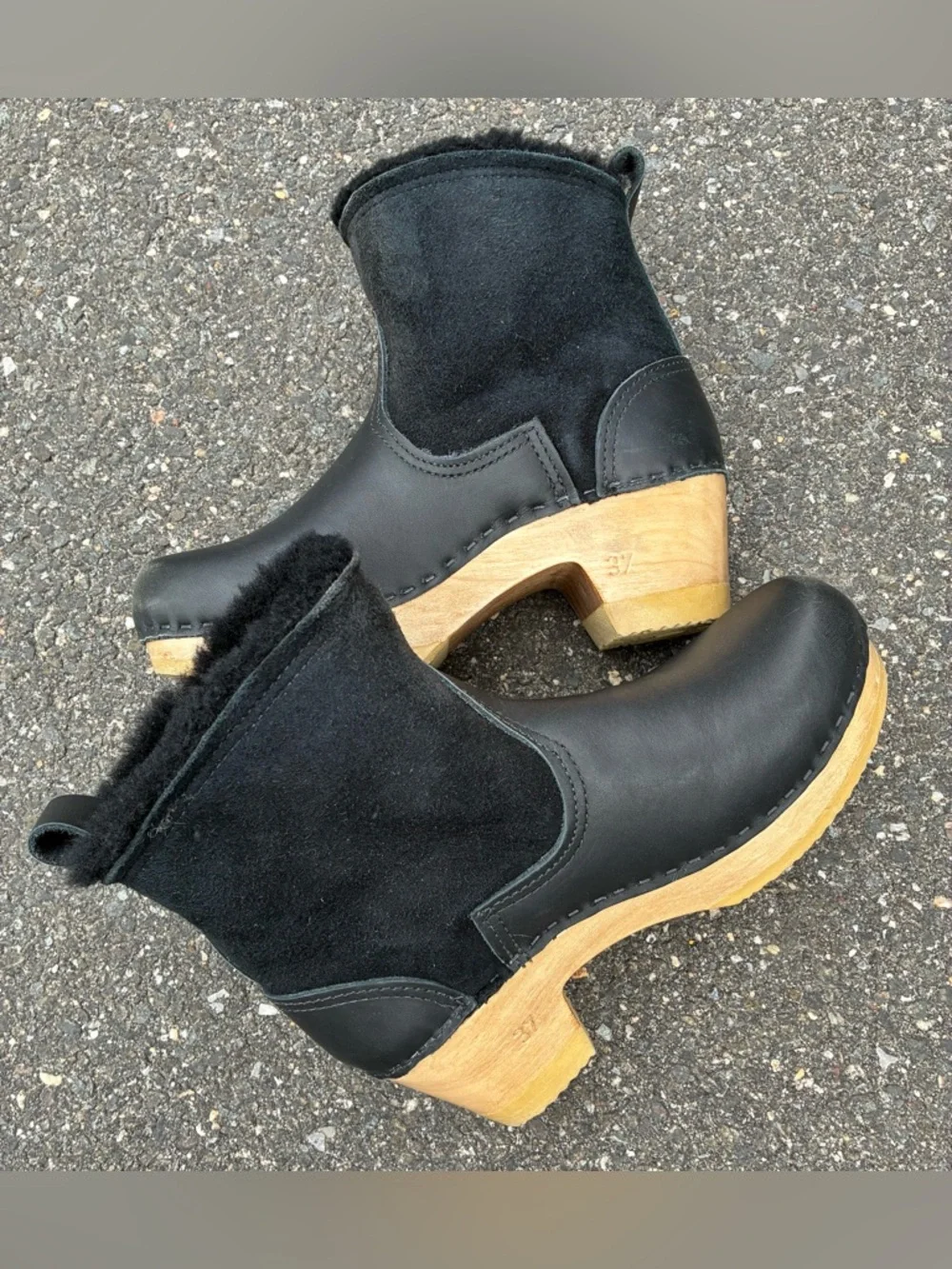 No.6 Store 5" Pull on Shearling Clog Boot in Black Size 37 - Picture 3 of 5